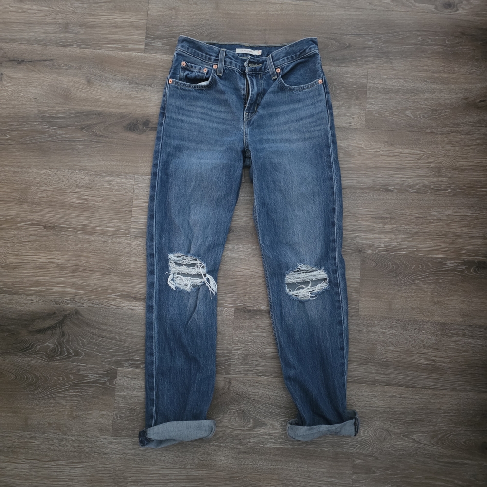 Levi's Blue Ripped Boyfriend Jeans
